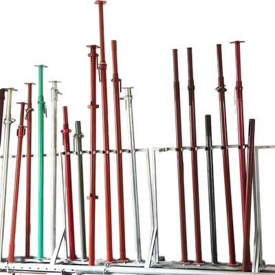 flat head steel prop Q235 hot dip galvanized 60.3mm outer diameter 3.0mm wall thickness 2.0-3.6m adjustable height for concrete slab formwork support BYTHAI